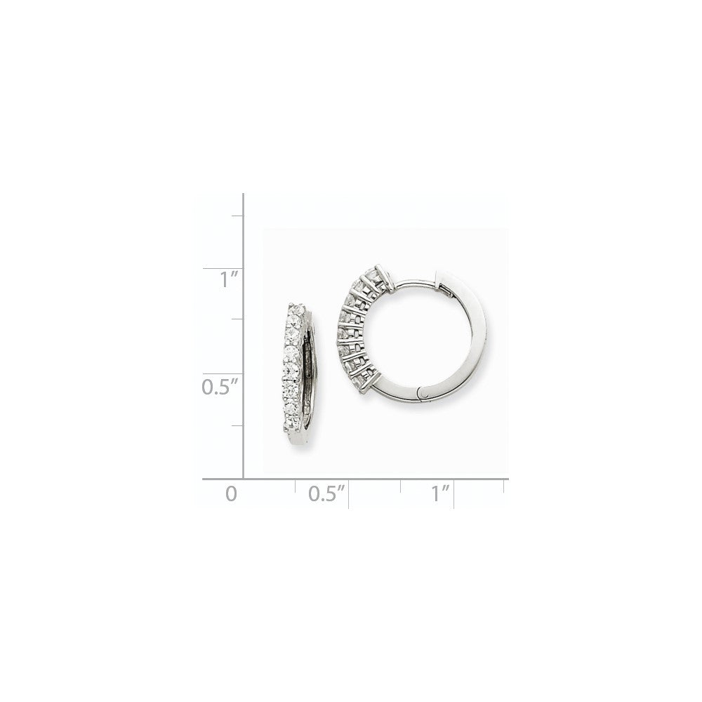14k White Gold A Real Diamond Hinged Hoop Earrings