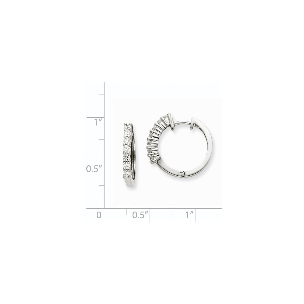 14k White Gold VS Real Diamond Hinged Hoop Earrings