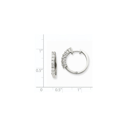 14k White Gold VS Real Diamond Hinged Hoop Earrings
