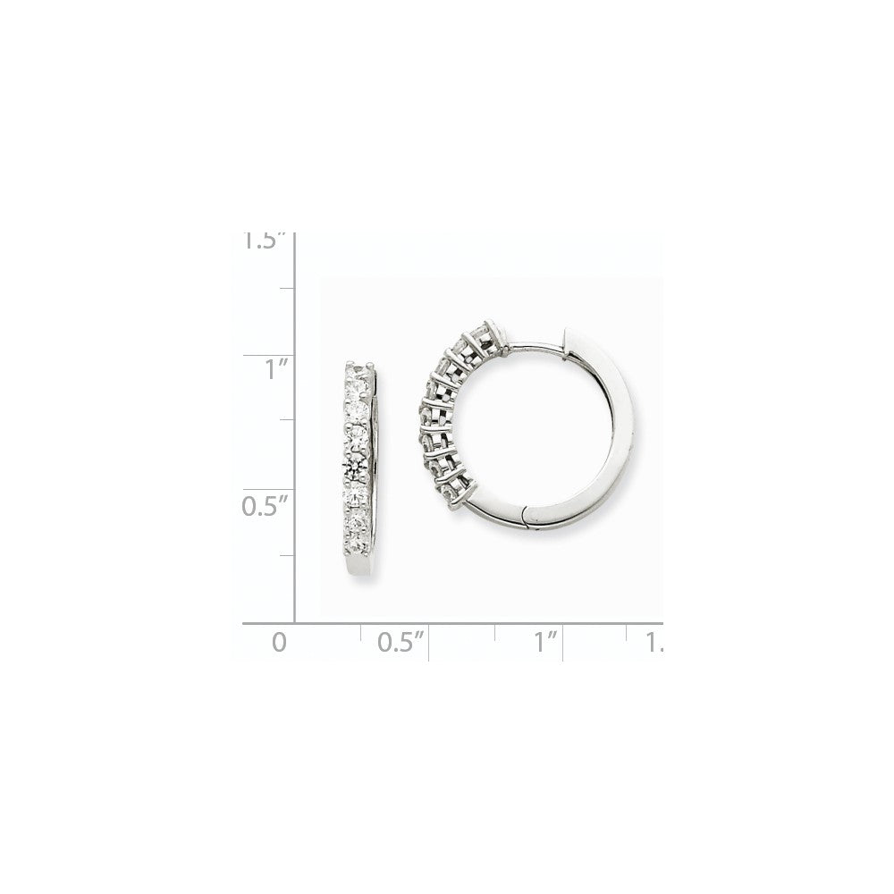 14k White Gold A Real Diamond Hinged Hoop Earrings