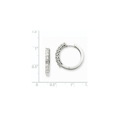 14k White Gold A Real Diamond Hinged Hoop Earrings