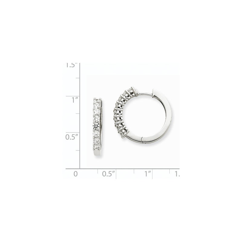 14k White Gold A Real Diamond Hinged Hoop Earrings