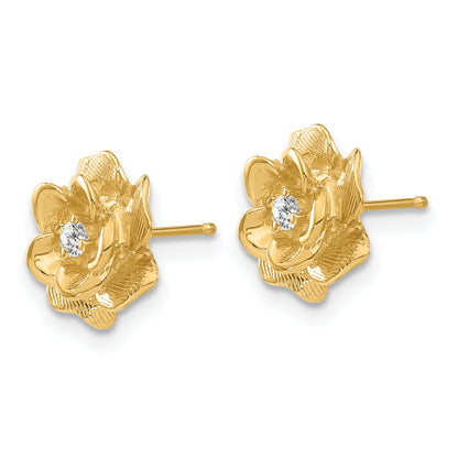 14k Yellow Gold 1/15 Ct. Lab Grown Diamond VS/SI+ G+ Flower Post Earrings