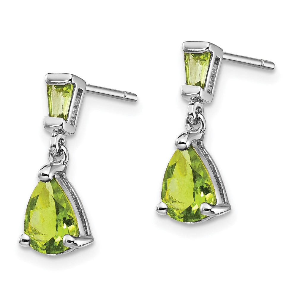 Solid 14k White Gold Simulated Peridot Dangle Post Earrings