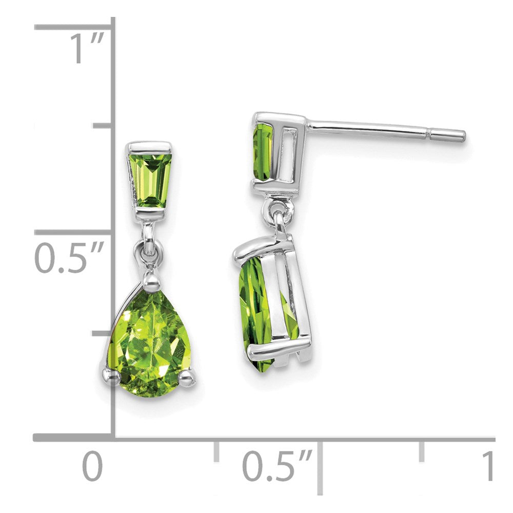 Solid 14k White Gold Simulated Peridot Dangle Post Earrings