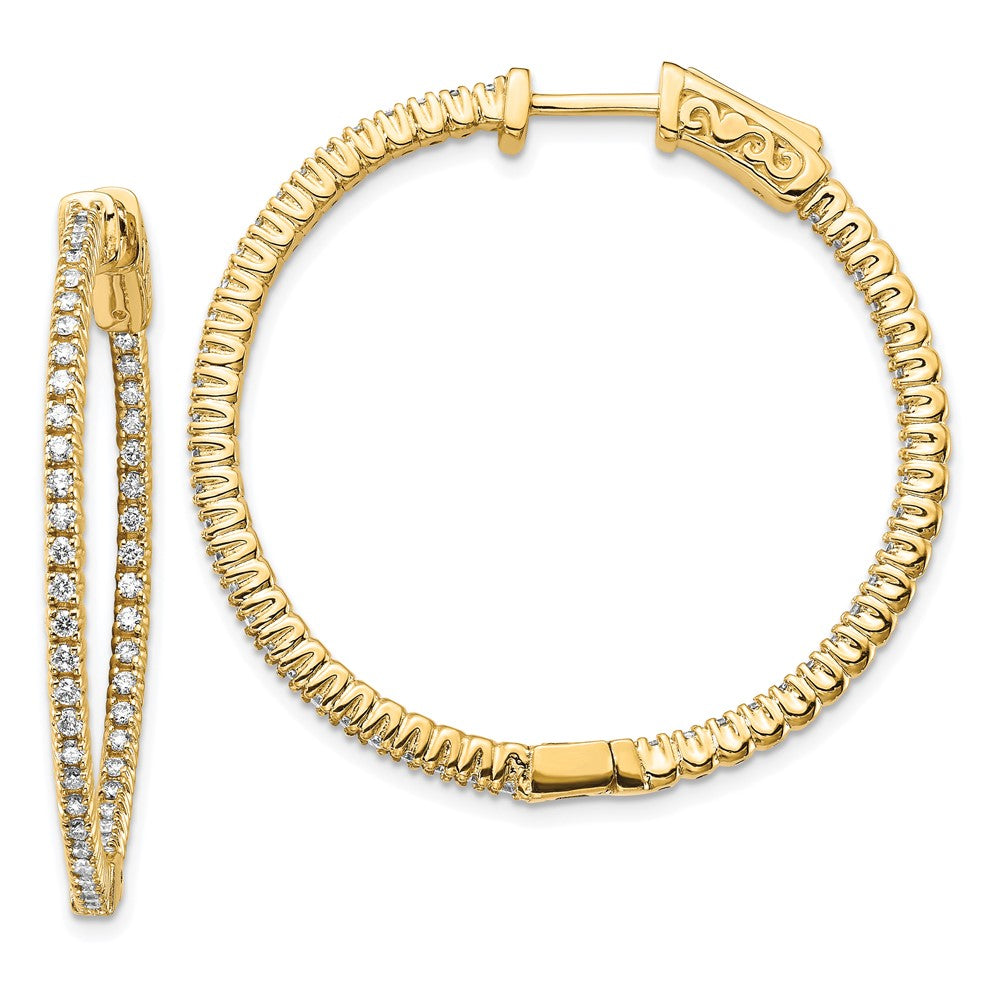 14k Yellow Gold 3/4 Ct. Lab Grown Diamond VS/SI+ G+ Round In and Out Safety Clasp Hoop Earrings