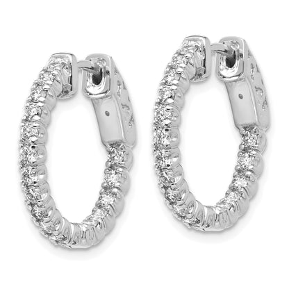 14K White Gold True Origin 1 Carat Lab Grown Diamond Vs Def Patented Safety Clasp In And Out Hoop Earrings
