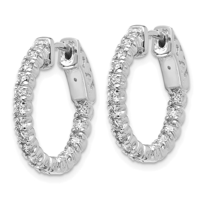 14K White Gold True Origin 1 Carat Lab Grown Diamond Vs Def Patented Safety Clasp In And Out Hoop Earrings