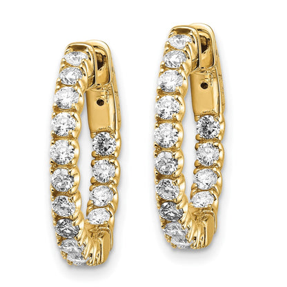 14k Yellow Gold 1 1/2 Ct. Lab Grown Dia VS/SI+ G+ Round In and Out Safety Clasp Hoop Earrings