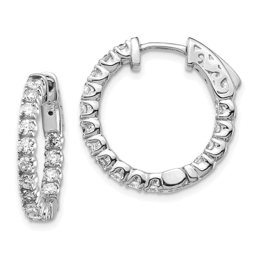 14K White Gold True Origin 1 1/2 Carat Lab Grown Diamond Vs Def Patented Safety Clasp In And Out Hoop Earrings