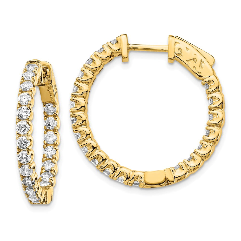14K Yellow Gold 14Ky Lab Grown Dia. Vs+, F+ Round Hoop Safety Clasp