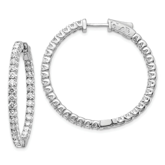 14K White Gold Lab Grown Vs/Si+ G+ Dia Round Hoop Safety Clasp Earrings