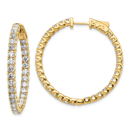 14K Yellow Gold True Origin 4 1/3 Carat Lab Grown Diamond Vs Def Patented Safety Clasp In And Out Hoop Earrings