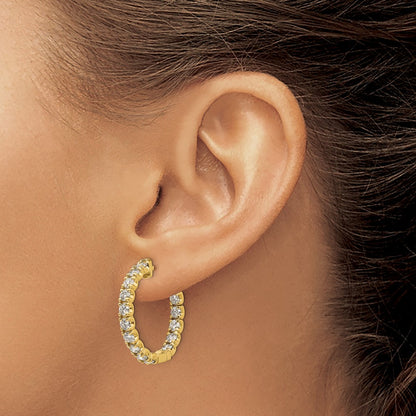 14k Yellow Gold 2 3/4 Ct. Lab Grown Diamond VS/SI+ G+ Round In and Out Safety Clasp Hoop Earrings