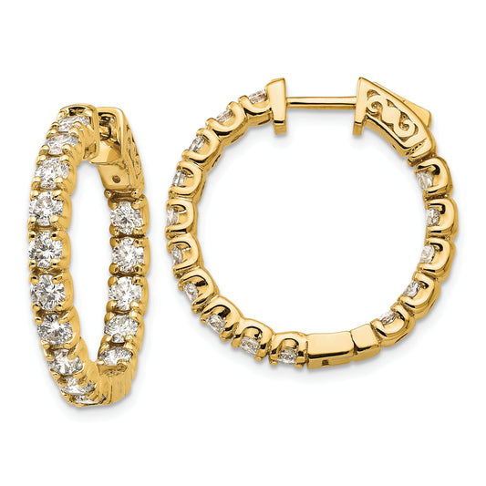 14K Yellow Gold Lab Grown Vs/Si+ G+ Dia Round Hoop Safety Clasp Earrings