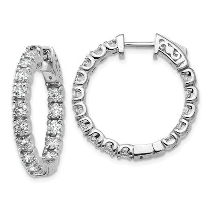 14k White Gold 2 3/4 Ct. Lab Grown Diamond VS/SI+ G+ Round In and Out Safety Clasp Hoop Earrings