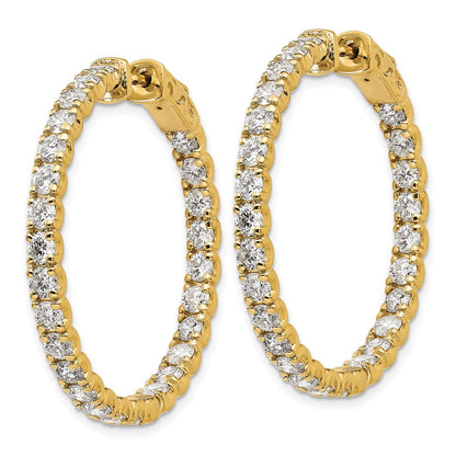 14k Yellow Gold 4 7/8 Ct. Lab Grown Dia VS/SI+ G+ Round In and Out Safety Clasp Hoop Earrings