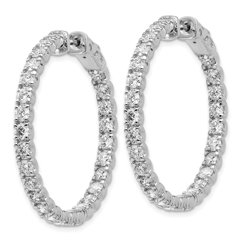14k White Gold 4 7/8 Ct. Lab Grown Diamond VS/SI+ G+ Round In and Out Safety Clasp Hoop Earrings