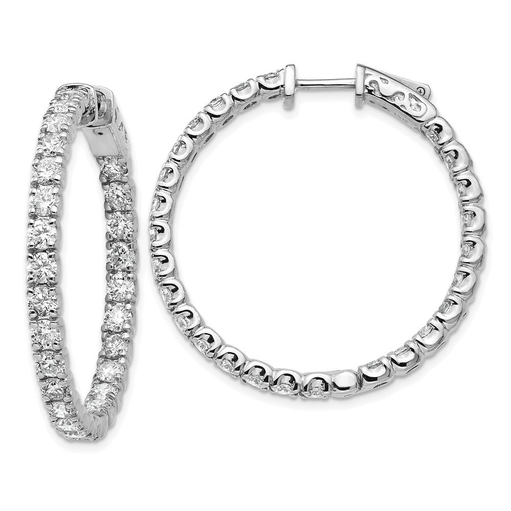 14k White Gold 4 7/8 Ct. Lab Grown Diamond VS/SI+ G+ Round In and Out Safety Clasp Hoop Earrings