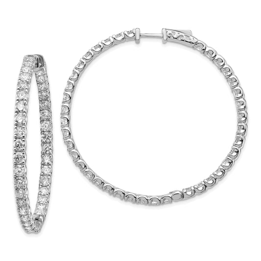 14k White Gold 7 1/4 Ct. Lab Grown Diamond VS/SI+ G+ Round In and Out Safety Clasp Hoop Earrings