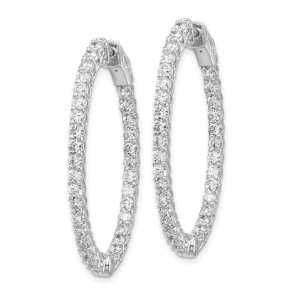 14k White Gold 3 1/3 Ct. Lab Grown Diamond VS/SI+ G+ Oval In and Out Safety Clasp Hoop Earrings