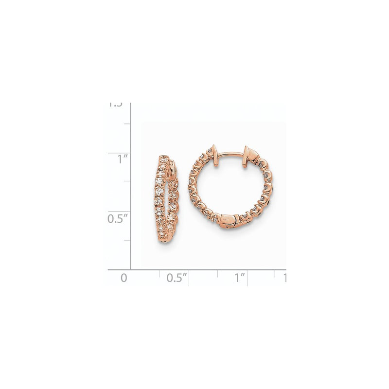 14k Rose Gold A Real Diamond Hinged Hoop Earrings