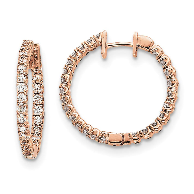 14k Rose Gold VS Real Diamond Hinged Hoop Earrings