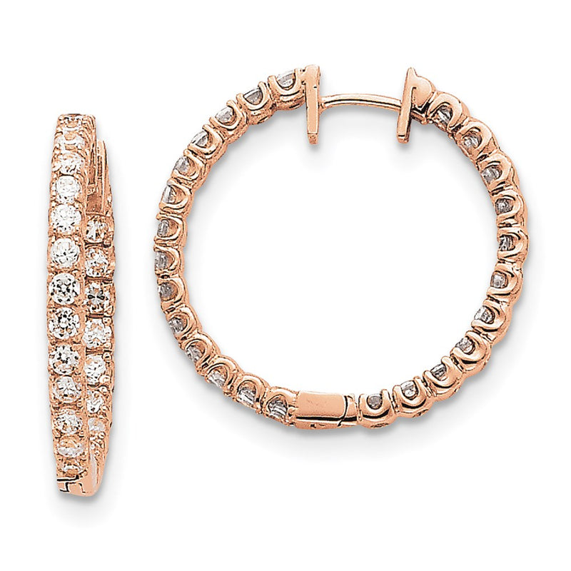 14k Rose Gold VS Real Diamond Hinged Hoop Earrings
