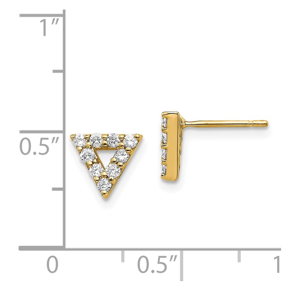 14k Yellow Gold Real Diamond Triangle Open Earrings