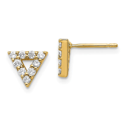 14k Yellow Gold Real Diamond Triangle Open Earrings