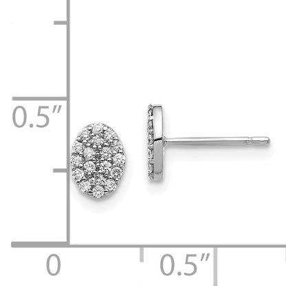 14k White Gold Real Diamond Cluster Oval Earrings