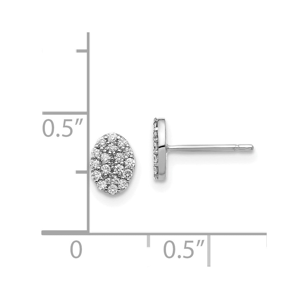 14k White Gold Real Diamond Cluster Oval Earrings