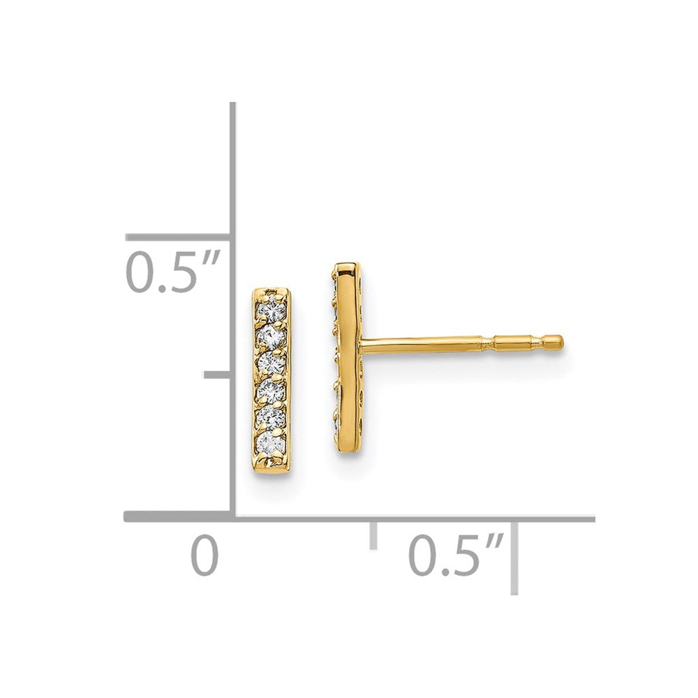 14k Yellow Gold Real Diamond Bar Earrings