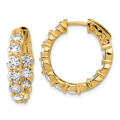 14K Yellow Gold 4 1/3 Carat Lab Grown Diamond Vs/Si+ G+ Round Complete Safety Clasp Hoop Earrings