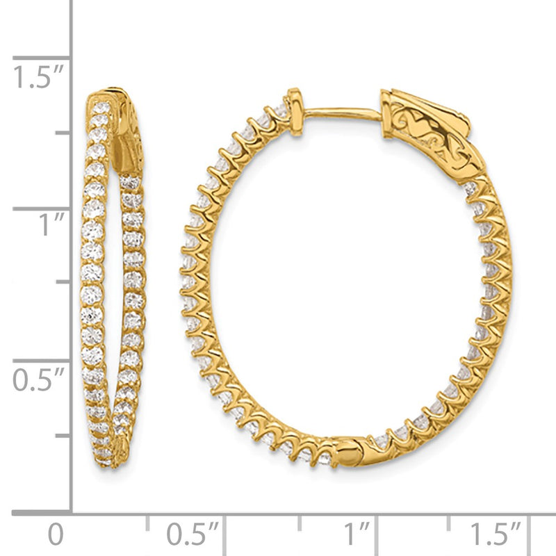 14K Yellow Gold 1.14ct 76-1.5mm In/out Oval Hoop W/ Safety Clasp Earring