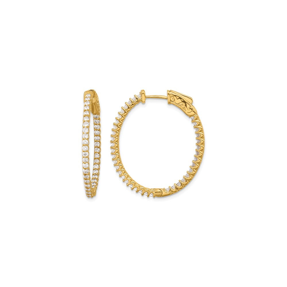 14K Yellow Gold 1.14ct 76-1.5mm In/out Oval Hoop W/ Safety Clasp Earring