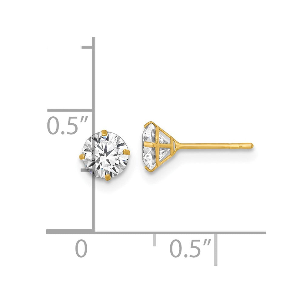 14K Yellow Gold Polished 5mm CZ Stud Post Earrings
