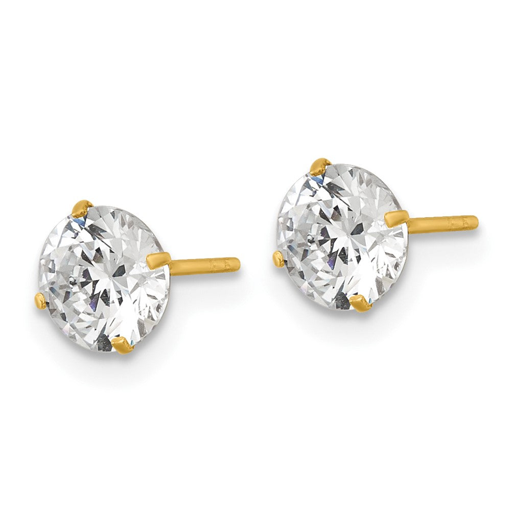 14K Yellow Gold Polished 6mm CZ Stud Post Earrings