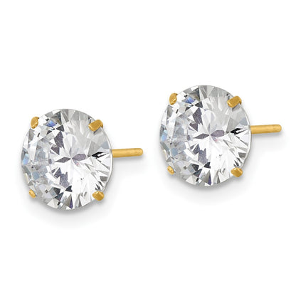 14K Yellow Gold Polished 8mm CZ Stud Post Earrings