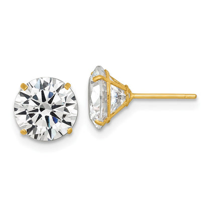 14K Yellow Gold Polished 8mm CZ Stud Post Earrings
