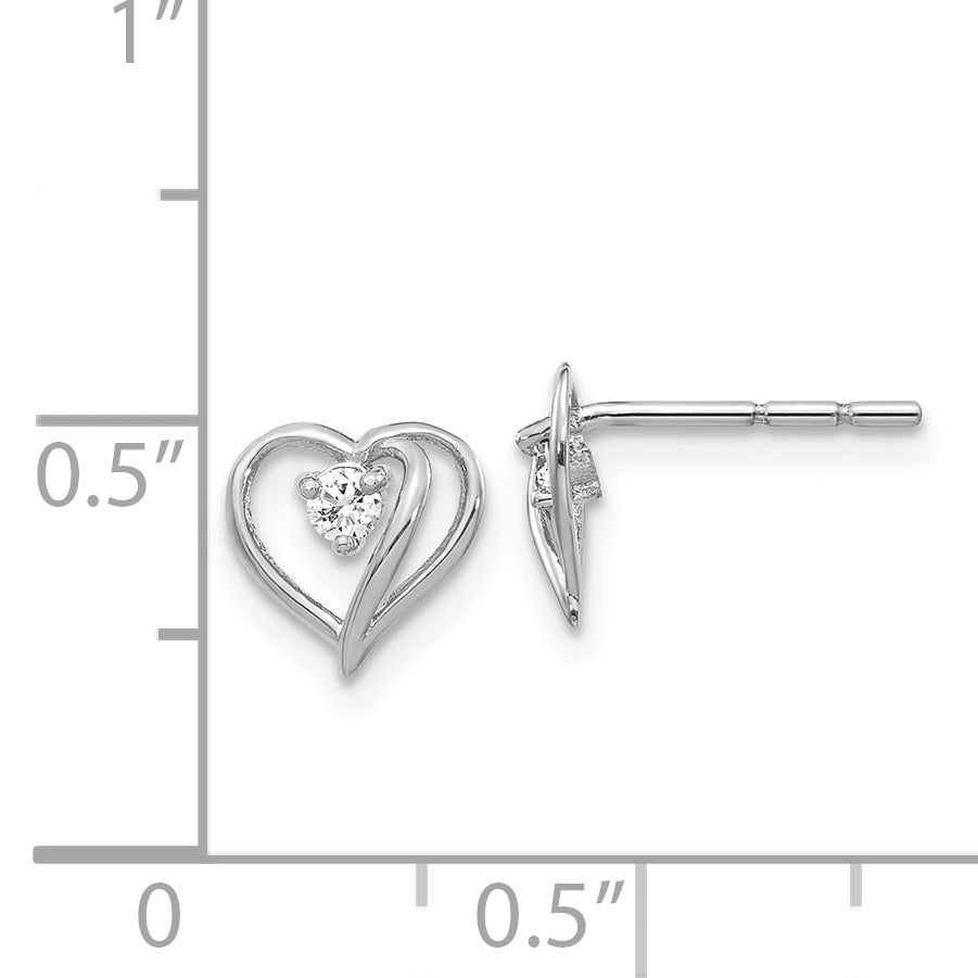 14k White Gold VS Real Diamond heart Earrings