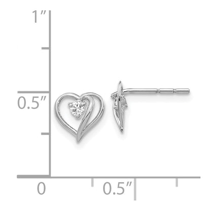 14k White Gold VS Real Diamond heart Earrings