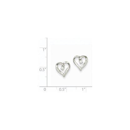 14k White Gold VS Real Diamond heart Earrings