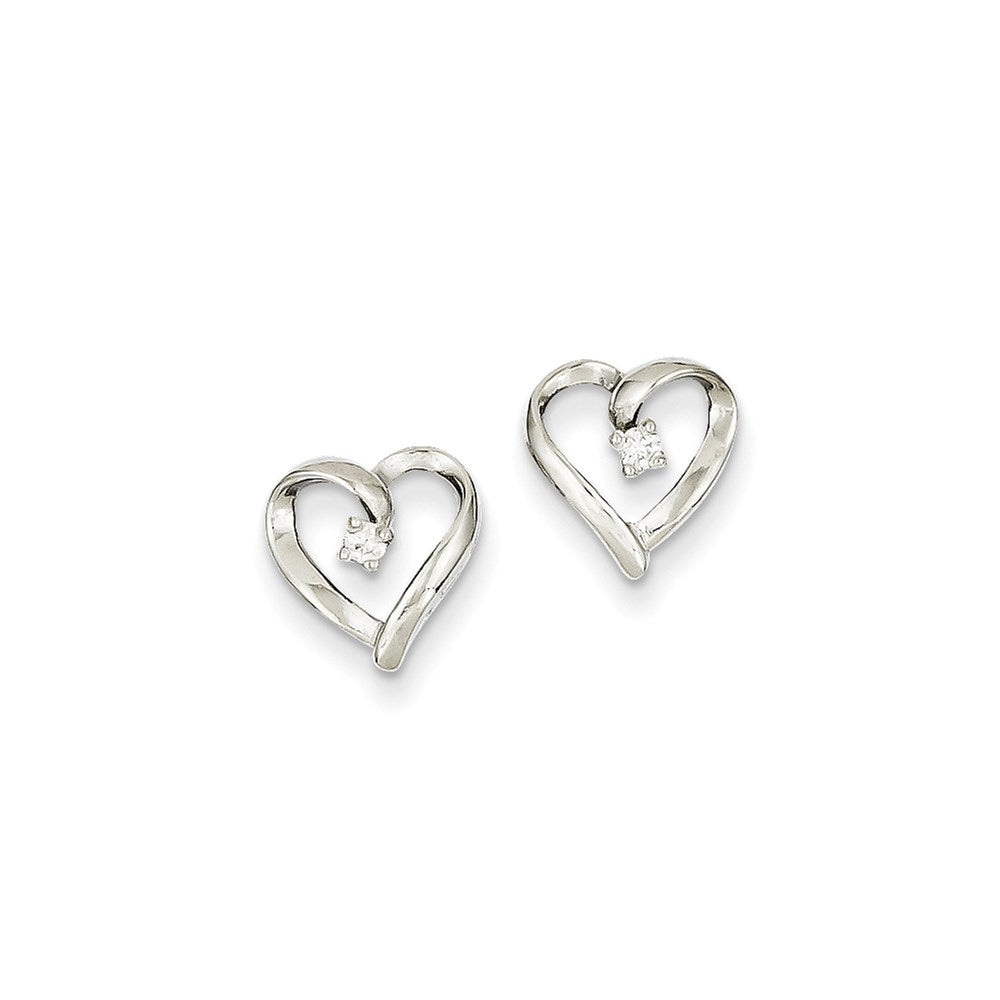14k White Gold VS Real Diamond heart Earrings