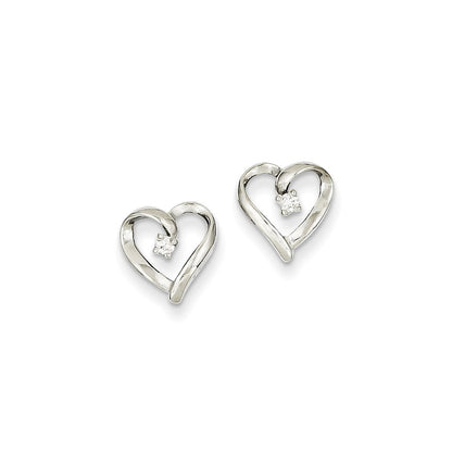 14k White Gold VS Real Diamond heart Earrings