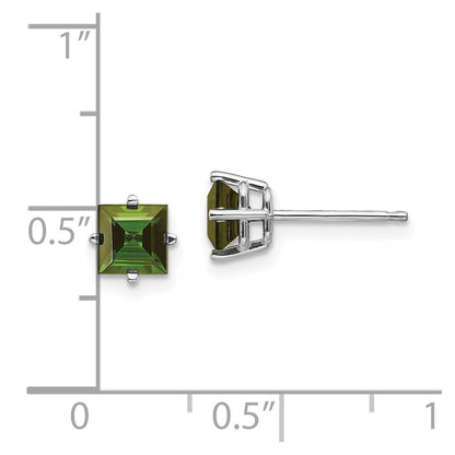14K White Gold Green Tourmaline Earrings