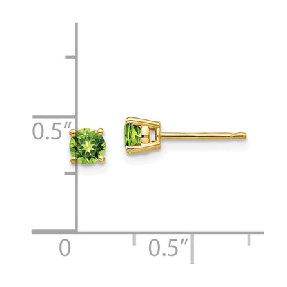 14k Yellow Gold 4mm Peridot Earrings