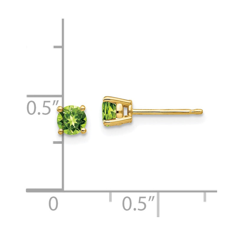 14k Yellow Gold 4mm Peridot Earrings