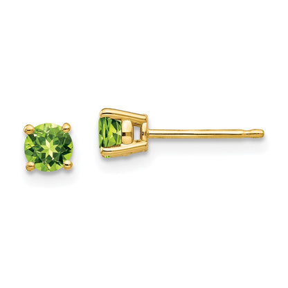 14k Yellow Gold 4mm Peridot Earrings