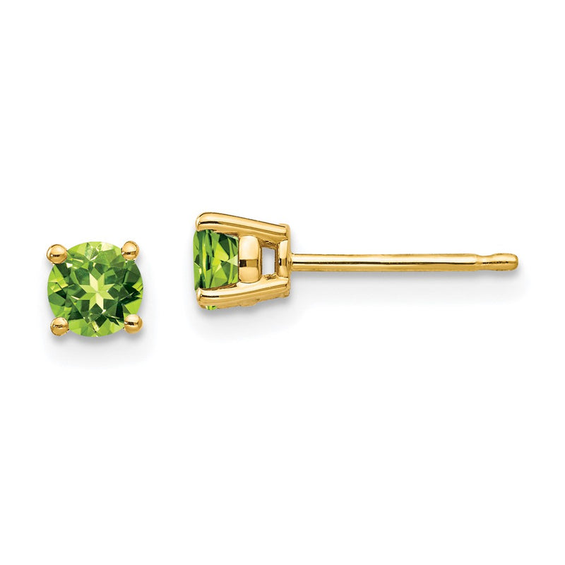 14k Yellow Gold 4mm Peridot Earrings